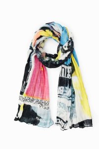 Bufandas Desigual Rectangular crinkled newspaper foulard Mujer | ZIC189027