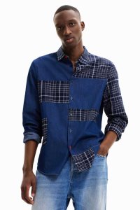 Camisas Desigual Plaid and denim Hombre | QFL839420