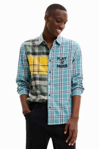 Camisas Desigual Plaid patchwork Hombre | HIX792046