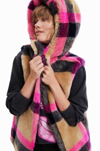 Chaquetas Desigual Plaid fur-effect gilet Mujer | RTK834169