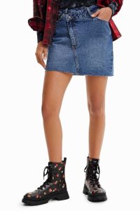 Falda Desigual Criss-cross waist denim mini Mujer | GCI804725