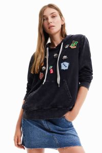 Sudaderas Desigual College patch hoodie Mujer | KAS845027