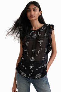 Tops Desigual Johnson Hartig sheer blouse Mujer | UGL031487