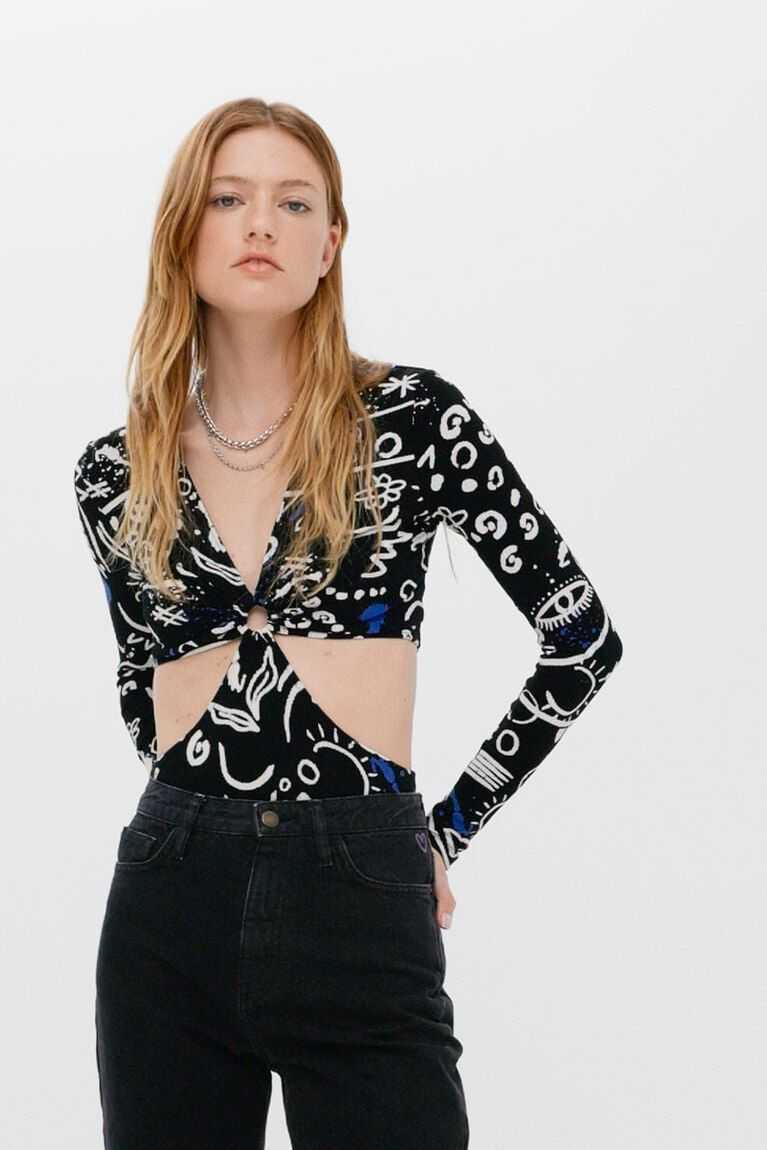 Bodysuit Desigual Hand-drawn illustration cut-out Mujer | PVI316729