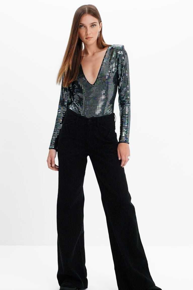 Bodysuit Desigual Long-sleeve sequin Mujer | PIG067329