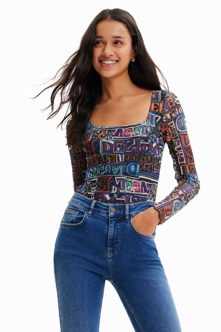 Bodysuit Desigual Tulle arty logo Mujer | NPE207658