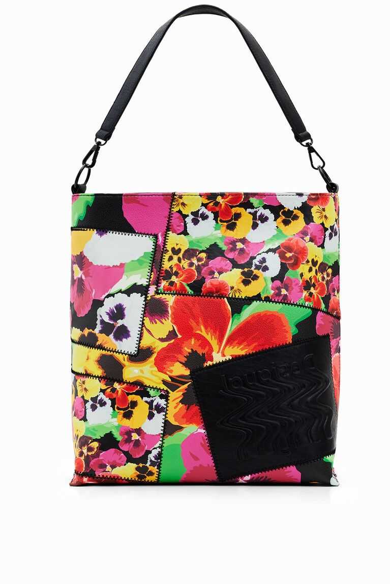 Bolsa De Hombro Desigual Large floral patchwork Mujer | MEQ567948