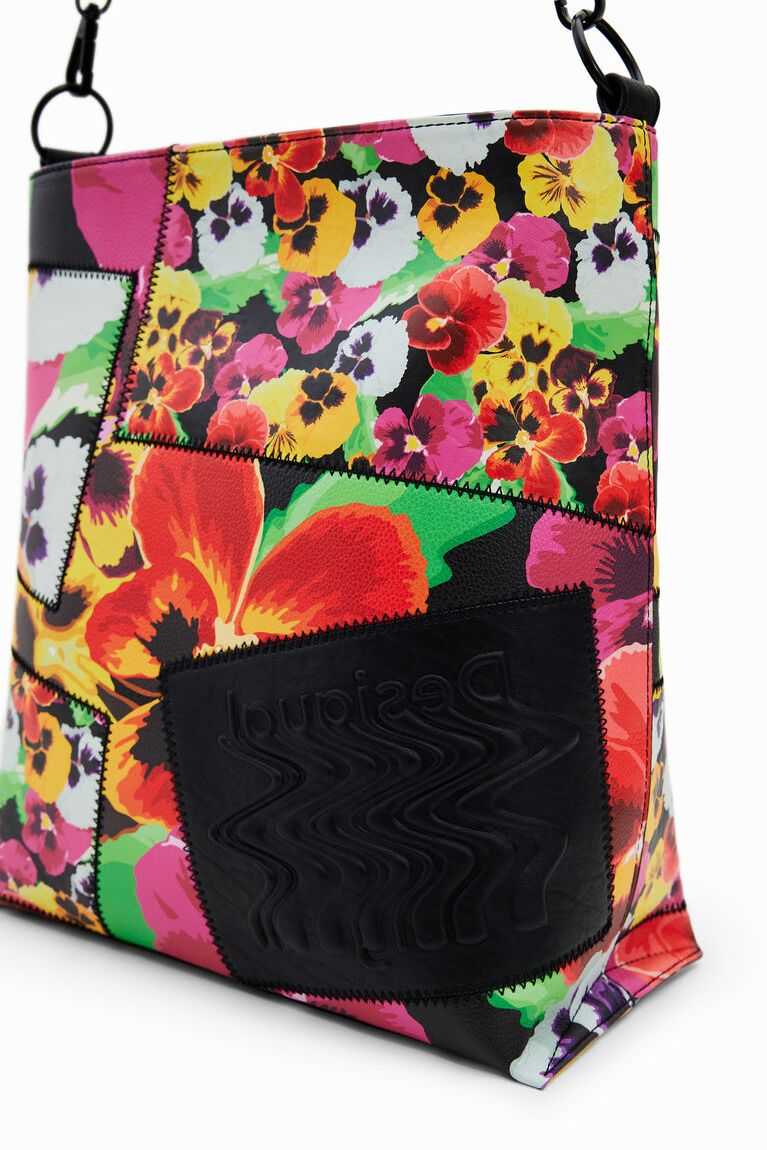 Bolsa De Hombro Desigual Large floral patchwork Mujer | MEQ567948