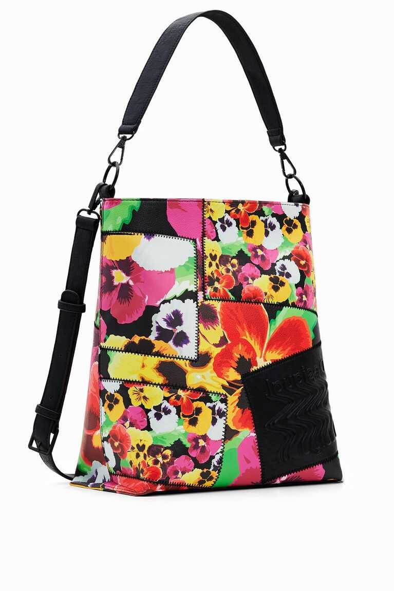 Bolsa De Hombro Desigual Large floral patchwork Mujer | MEQ567948