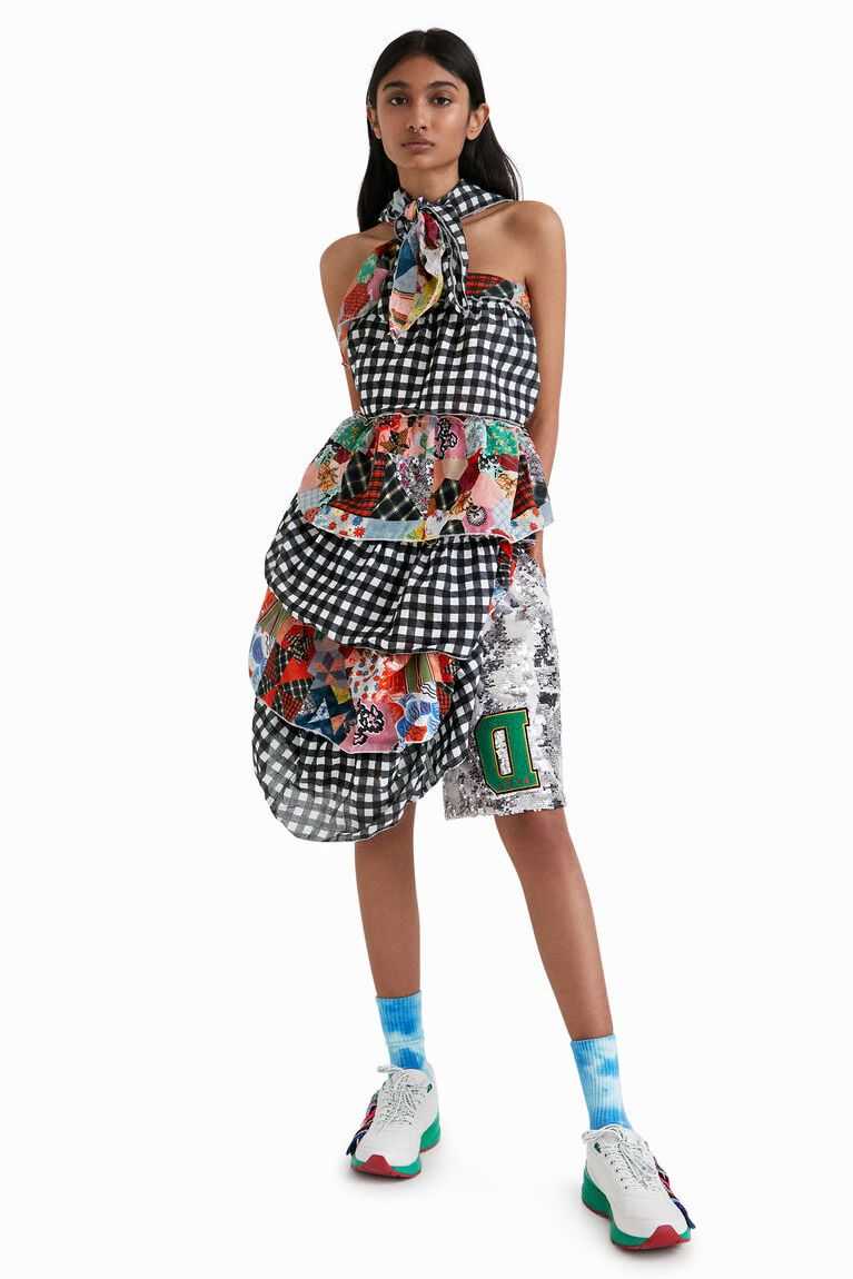 Bufandas Desigual Johnson Hartig patchwork ruffle pareo Mujer | NYC091453