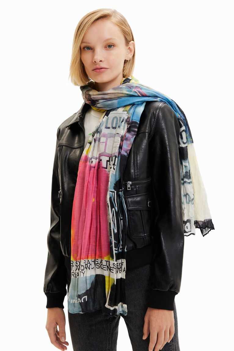 Bufandas Desigual Rectangular crinkled newspaper foulard Mujer | ZIC189027