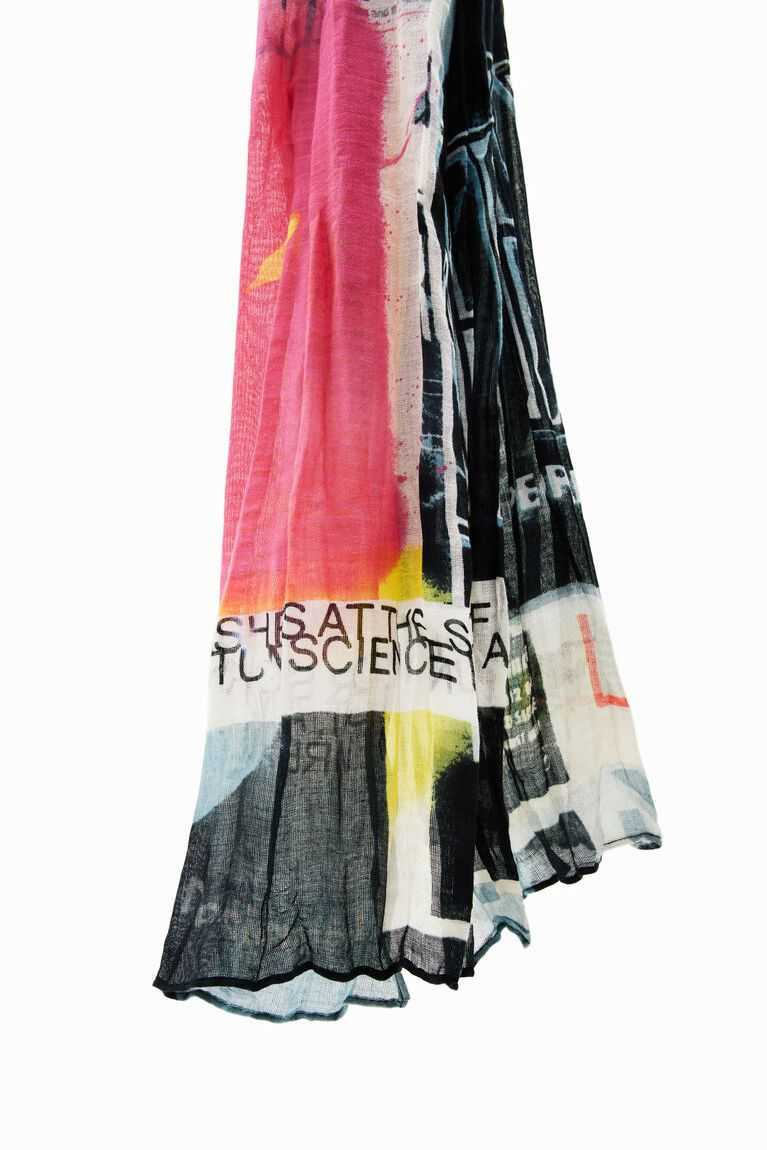 Bufandas Desigual Rectangular crinkled newspaper foulard Mujer | ZIC189027