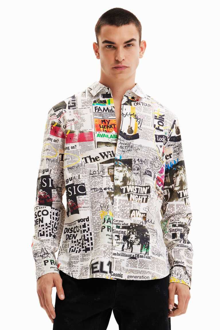 Camisas Desigual Arty newspaper Hombre | EWY721054