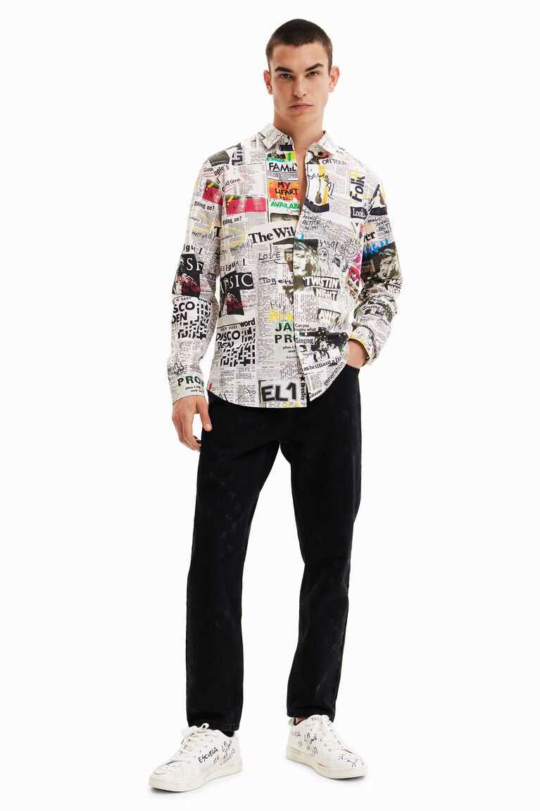 Camisas Desigual Arty newspaper Hombre | EWY721054