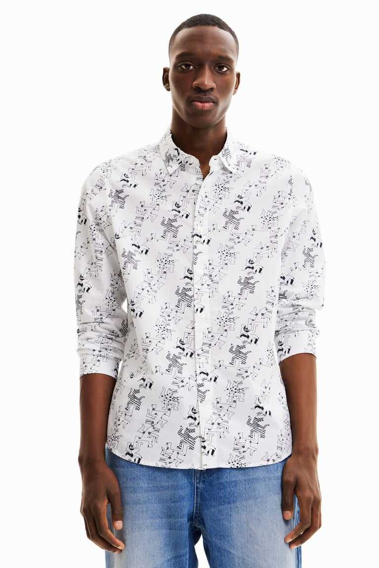 Camisas Desigual Long-sleeve wolf Hombre | YWT981607