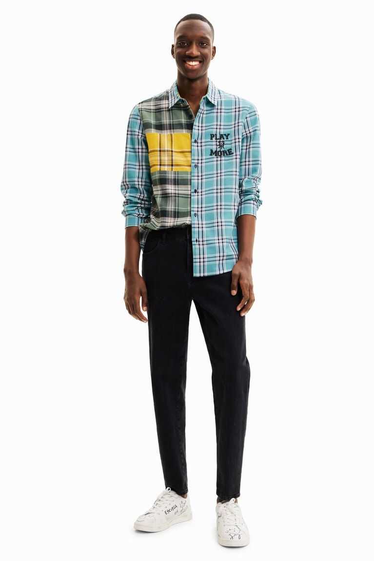 Camisas Desigual Plaid patchwork Hombre | HIX792046