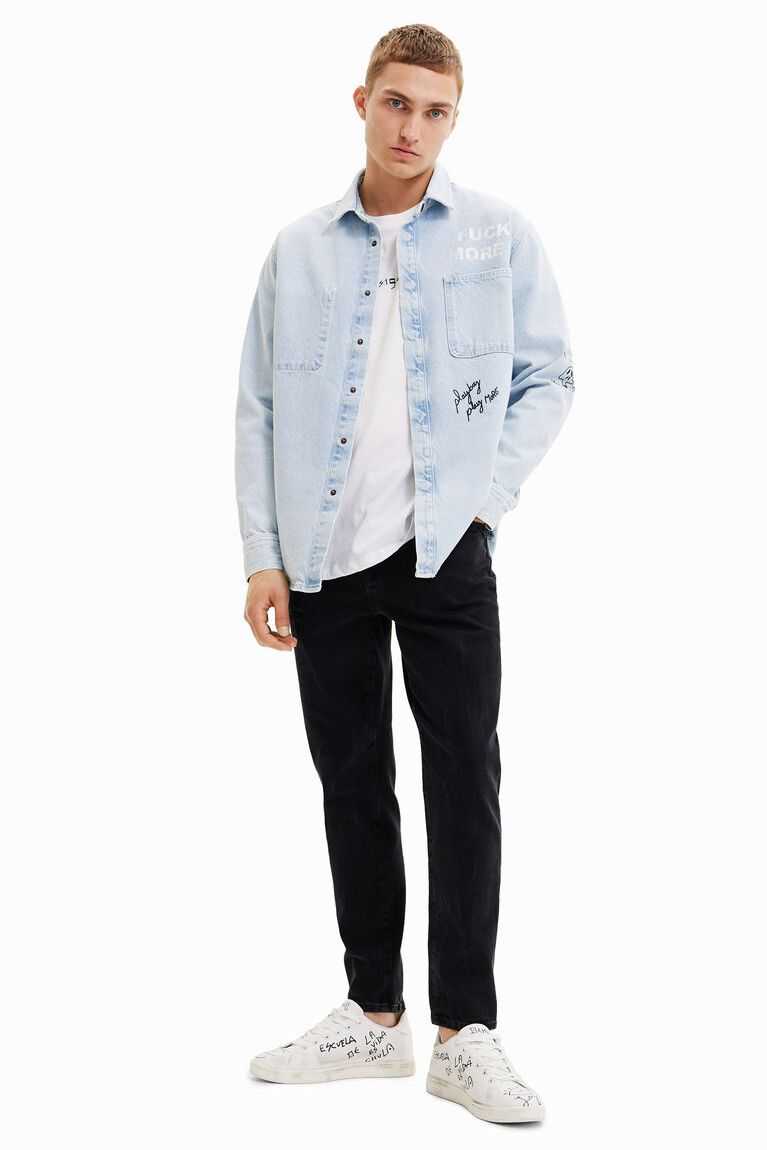 Camisas Desigual Printed denim overshirt Hombre | DSO728103