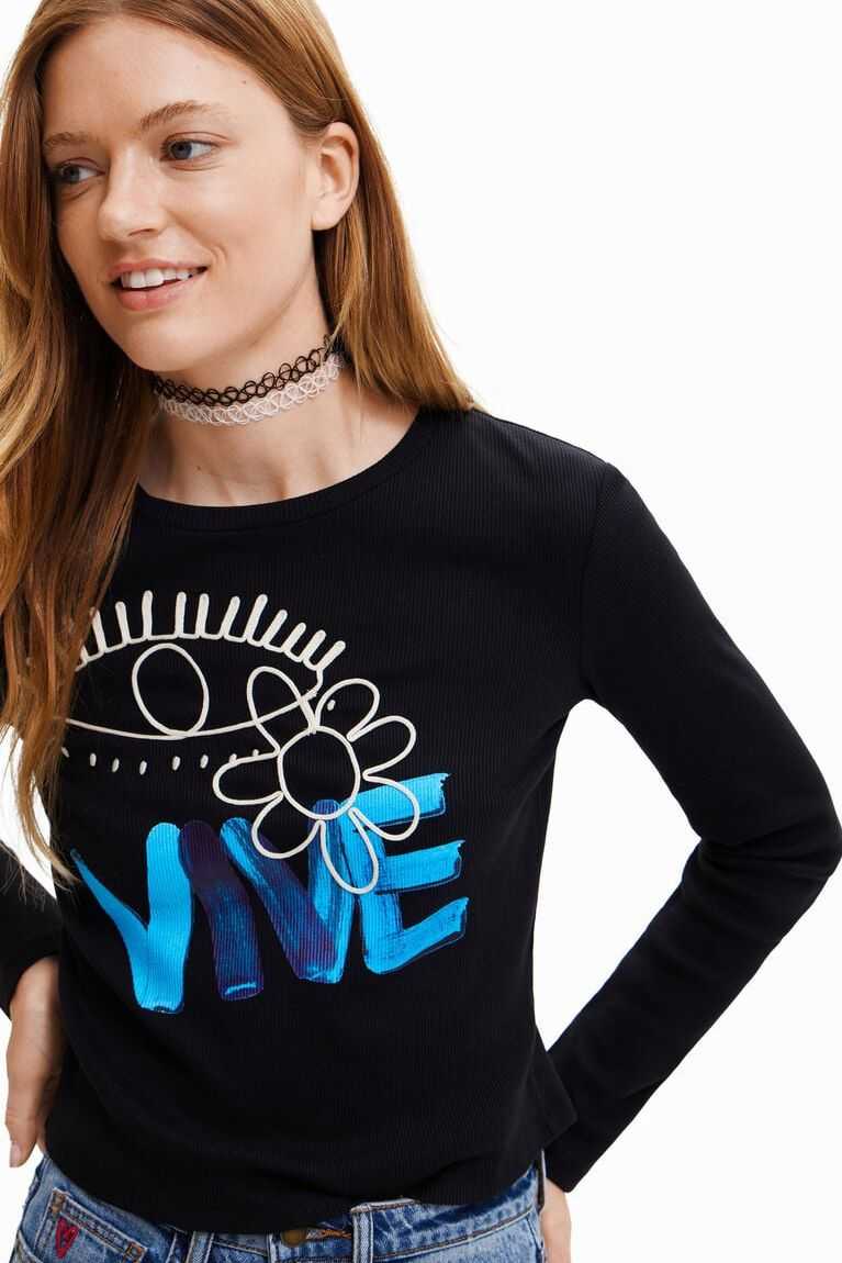 Camiseta Desigual Cropped Vive Mujer | TPI367458