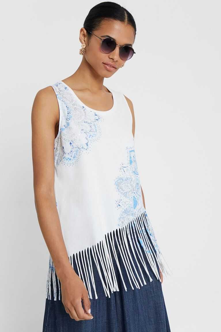 Camiseta Desigual Floral with fringe Mujer | XOP254079