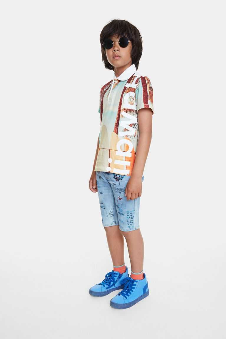 Camiseta Desigual Hawaii polo shirt with post cards Niño | ZDX158072