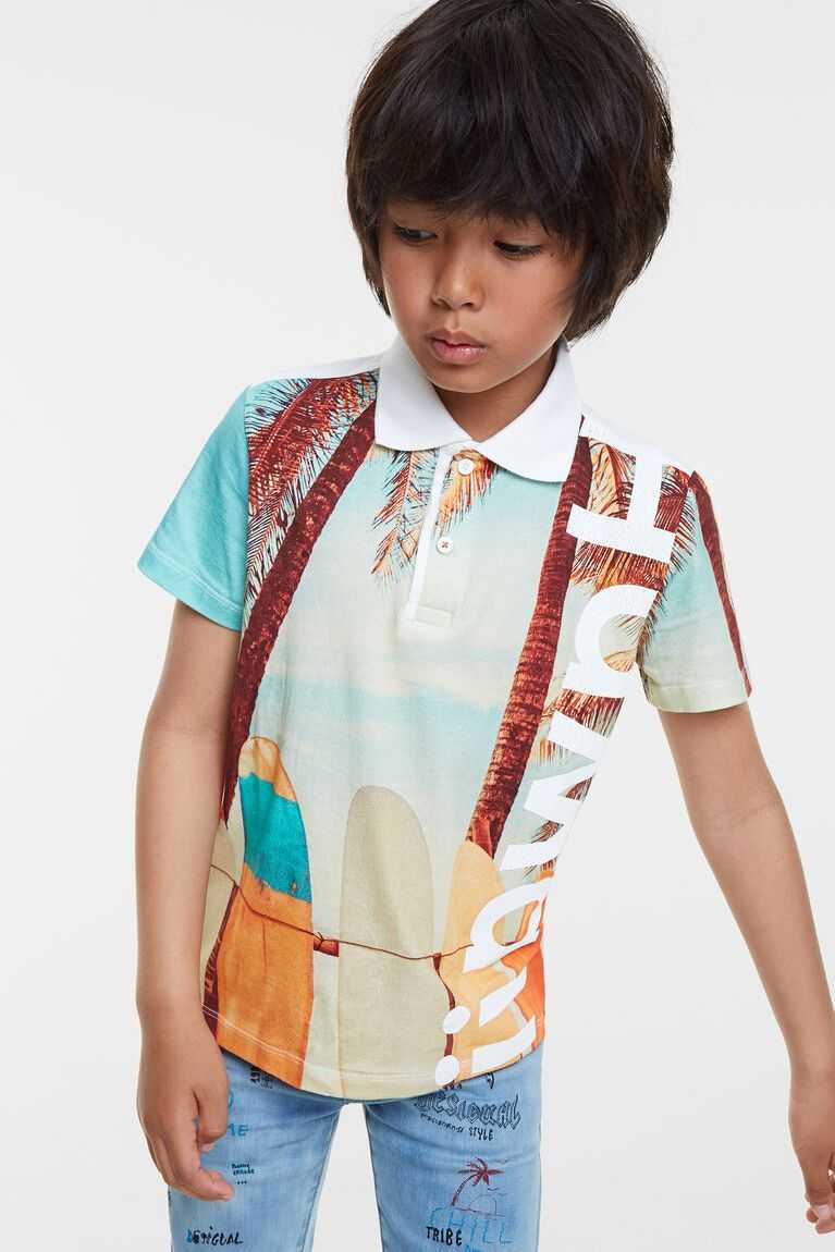 Camiseta Desigual Hawaii polo shirt with post cards Niño | ZDX158072