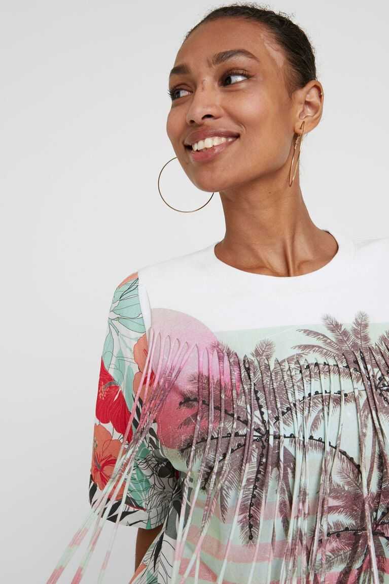 Camiseta Desigual Hawaiian with fringe Mujer | ZDB140695