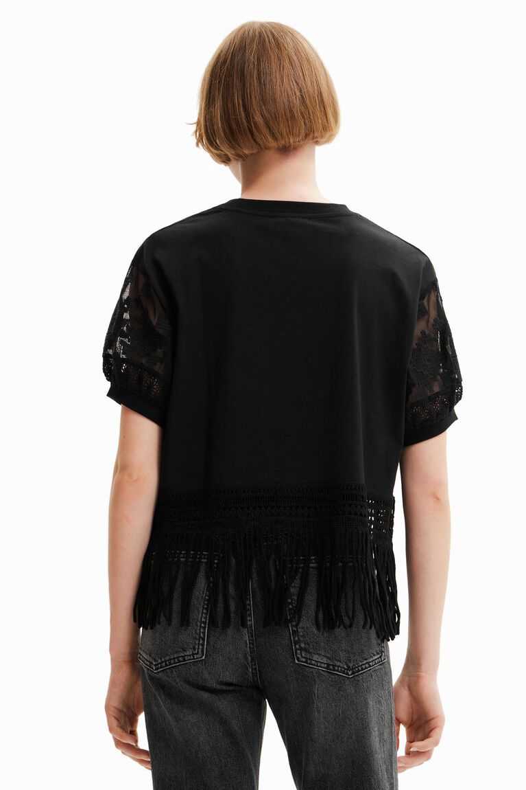 Camiseta Desigual Oversize fringed Mujer | LQU813764