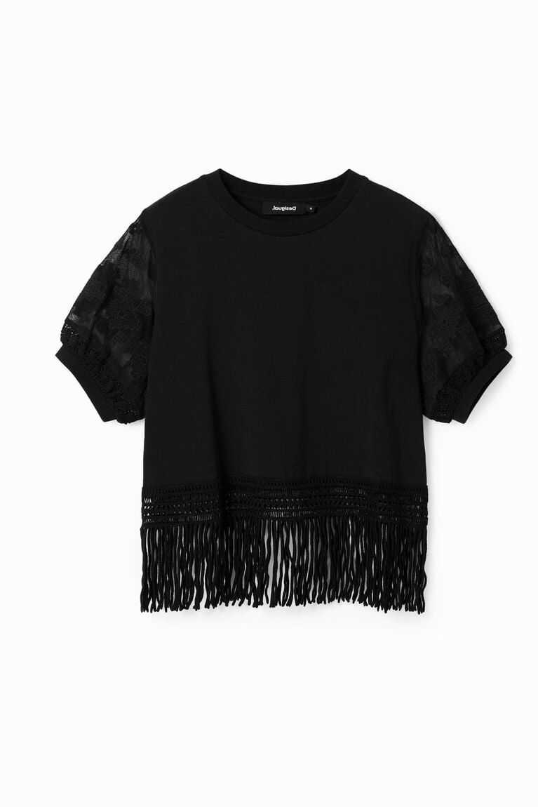 Camiseta Desigual Oversize fringed Mujer | LQU813764