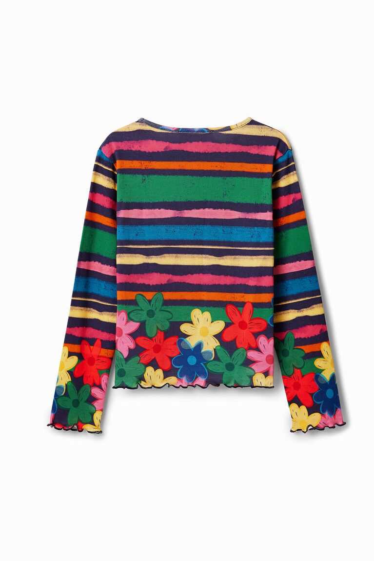 Camiseta Desigual Slim stripy floral Niña | BDH492836