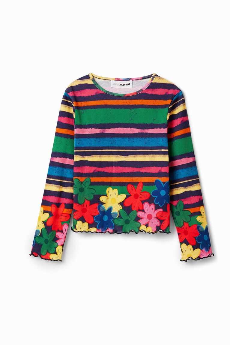 Camiseta Desigual Slim stripy floral Niña | BDH492836