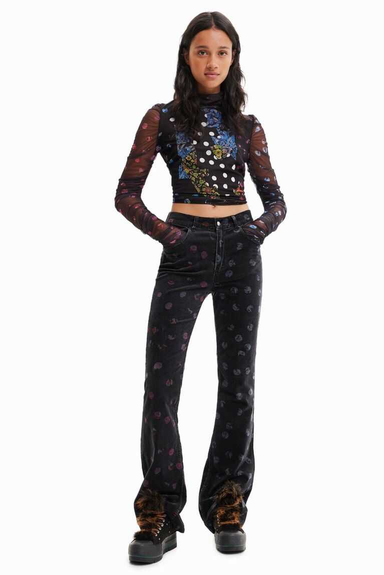 Camiseta Desigual Tulle patchwork with polka dots and flowers Mujer | YCU805769