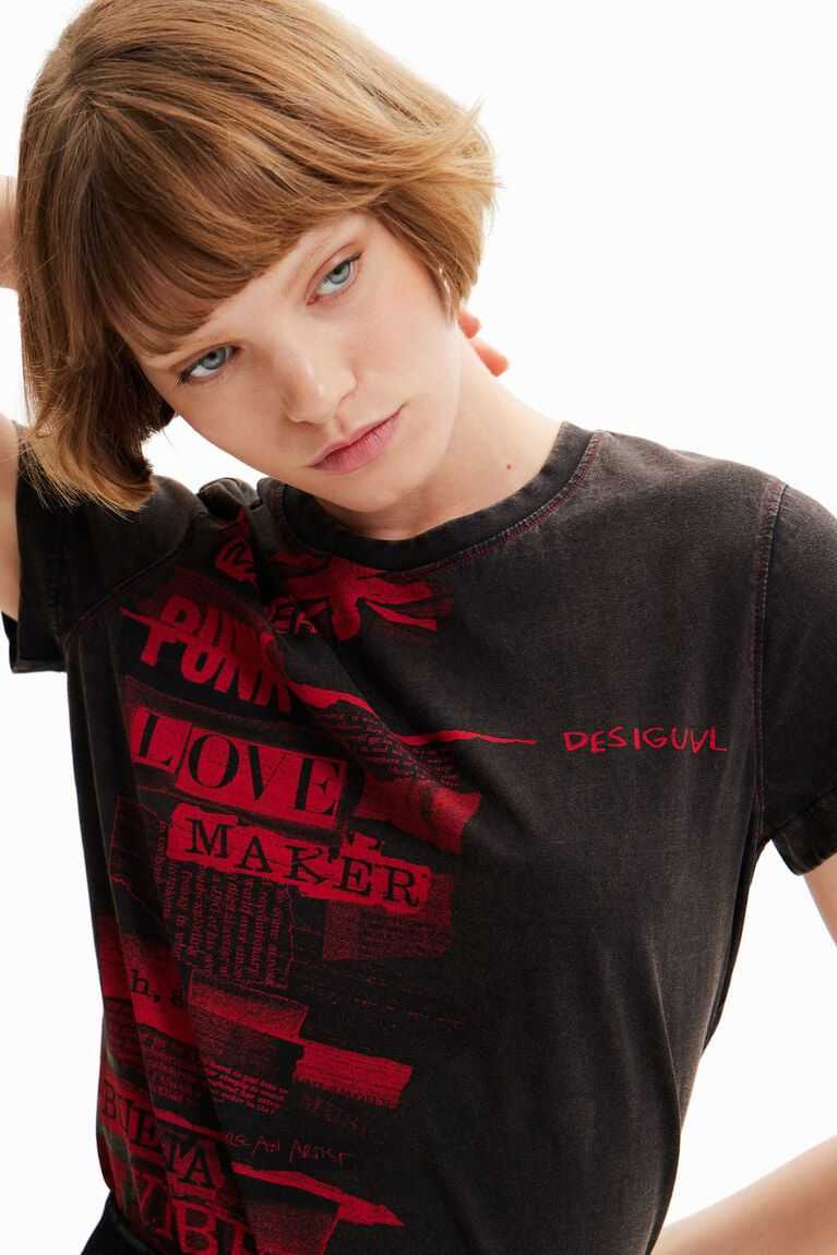 Camiseta Desigual Washed-effect newspaper Mujer | DET827049