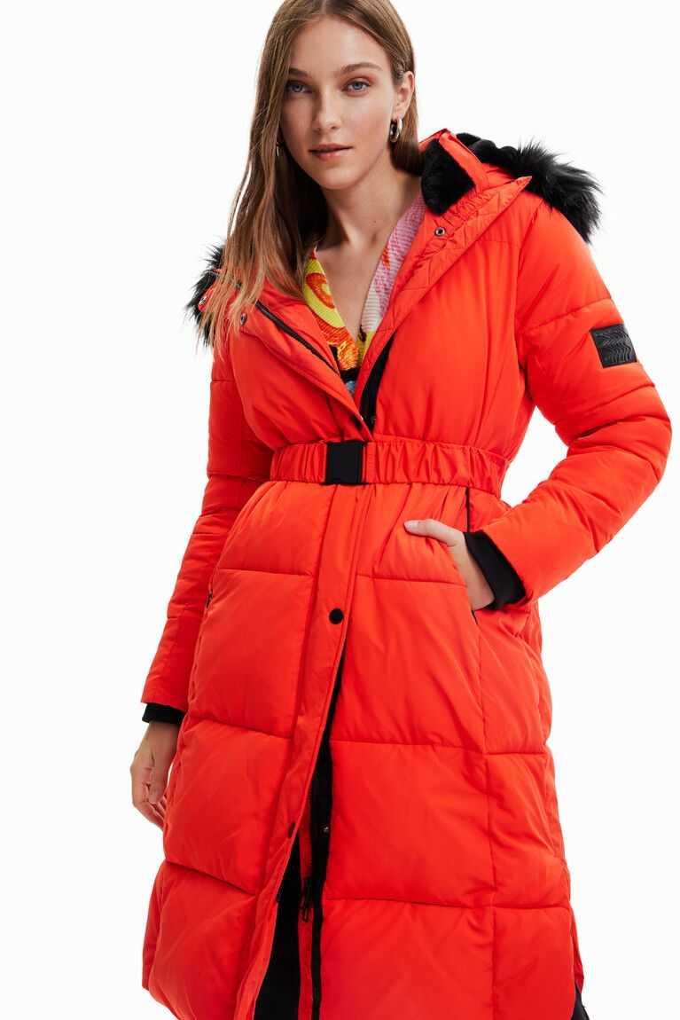 Chaqueta Puffer Desigual Long padded coat with belt Mujer | NDI380274