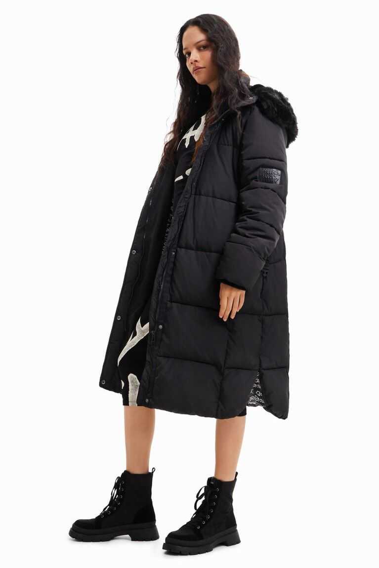 Chaqueta Puffer Desigual Long padded coat with belt Mujer | REO382910