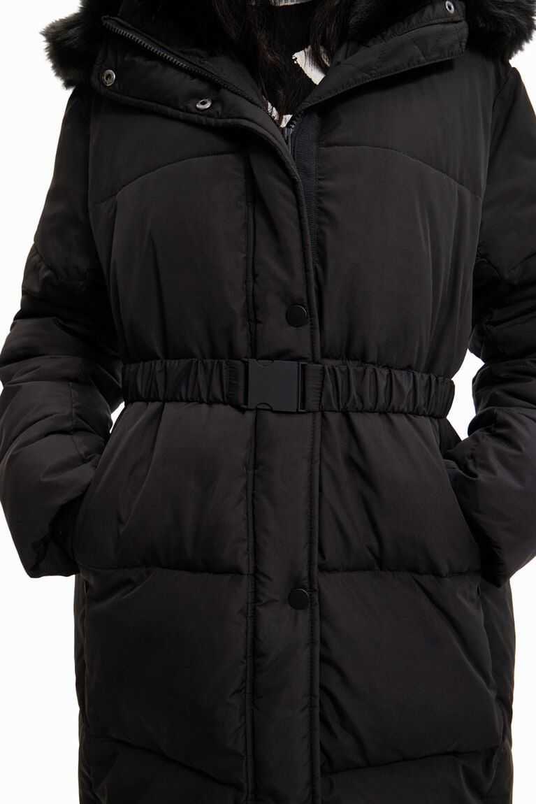 Chaqueta Puffer Desigual Long padded coat with belt Mujer | REO382910