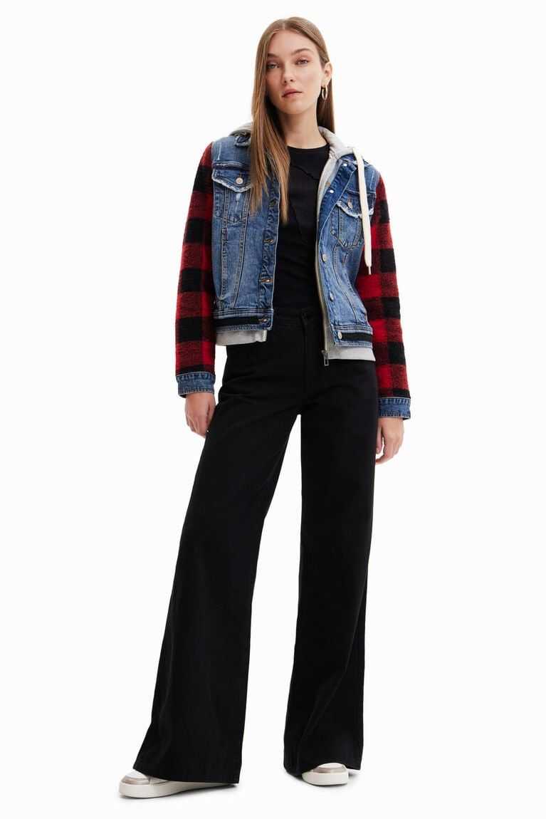 Chaquetas Desigual Denim with plaid sleeves Mujer | EGM640839