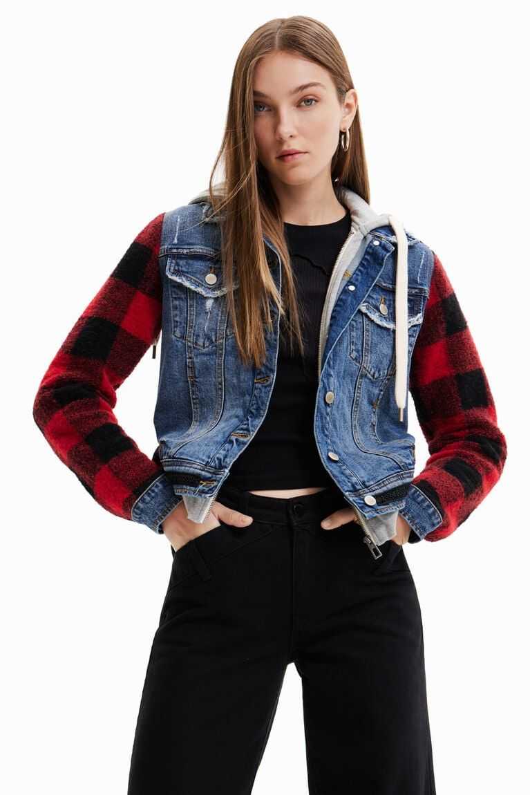 Chaquetas Desigual Denim with plaid sleeves Mujer | EGM640839