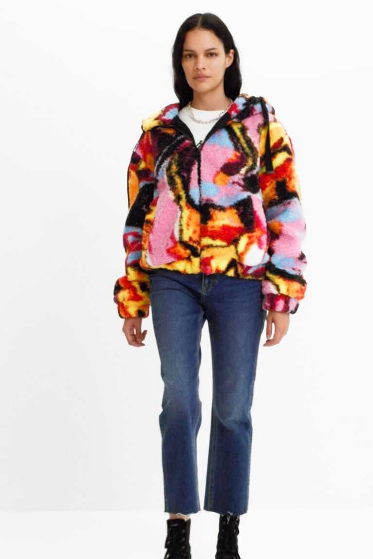 Chaquetas Desigual Digital print fleece Mujer | TJD714592