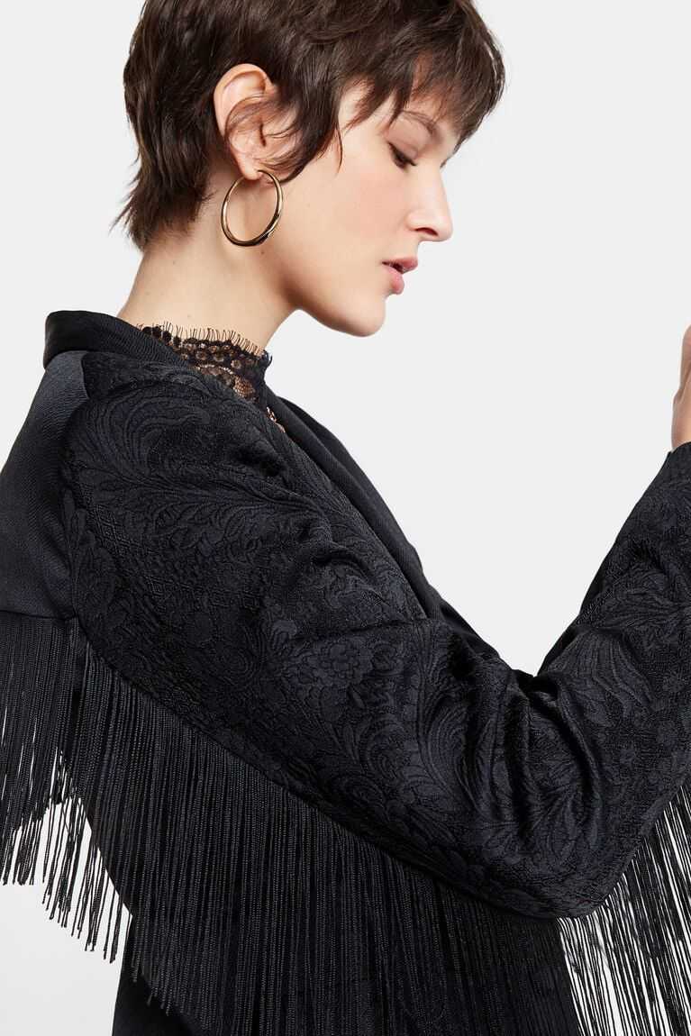 Chaquetas Desigual Fringed jacquard blazer Mujer | MEG207459