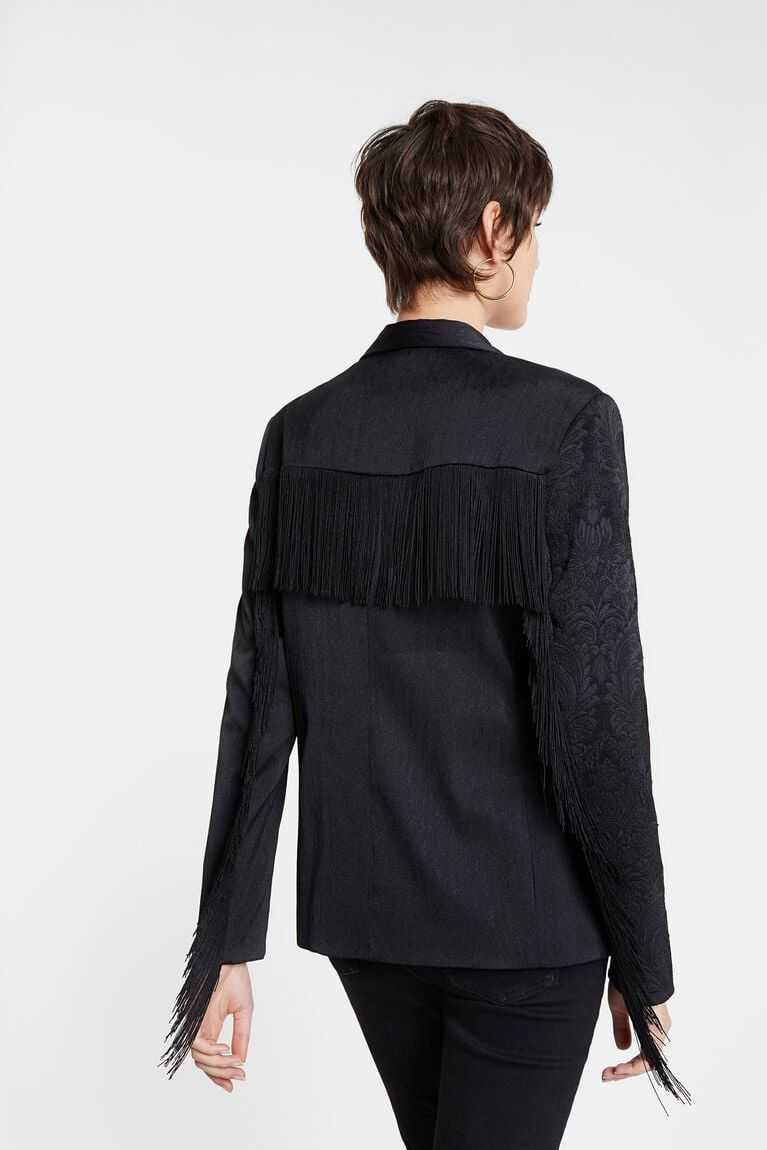 Chaquetas Desigual Fringed jacquard blazer Mujer | MEG207459