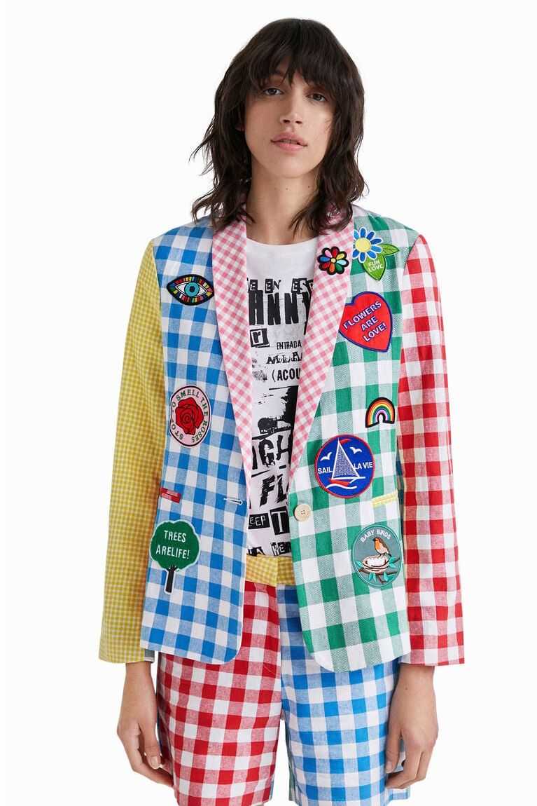 Chaquetas Desigual Johnson Hartig check patchwork blazer Mujer | VEJ278549