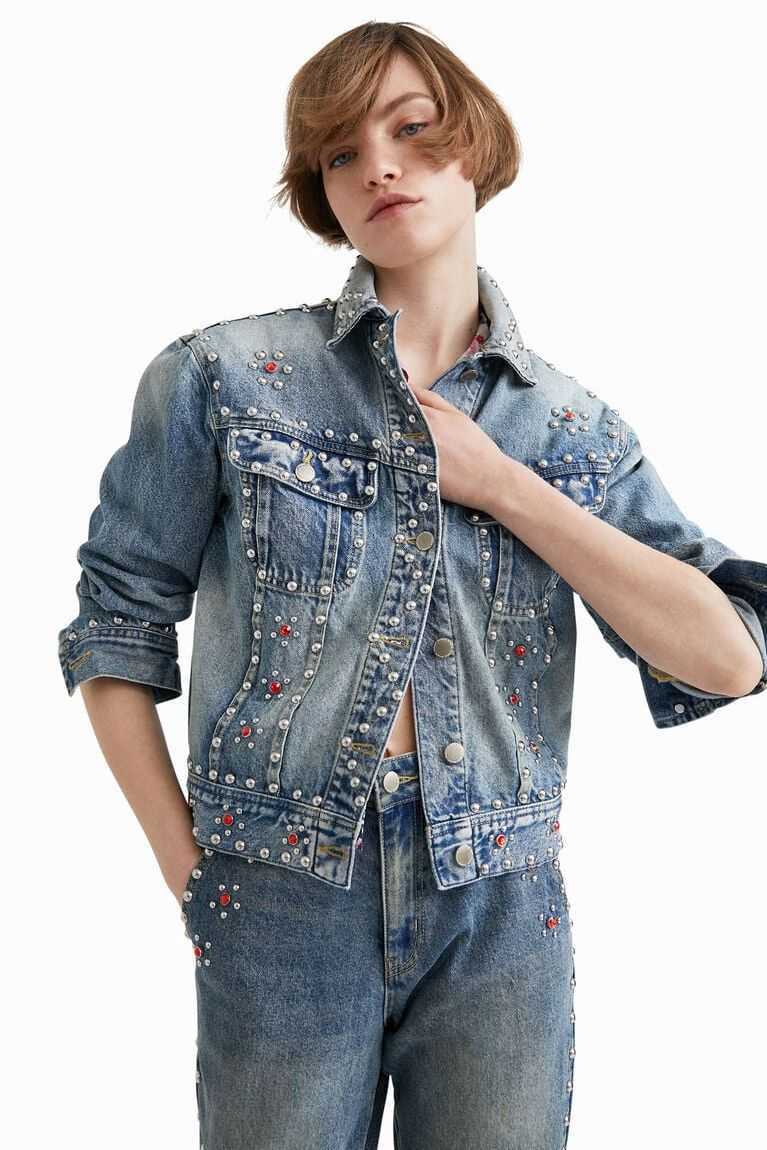 Chaquetas Desigual Johnson Hartig studded denim Mujer | JML043189