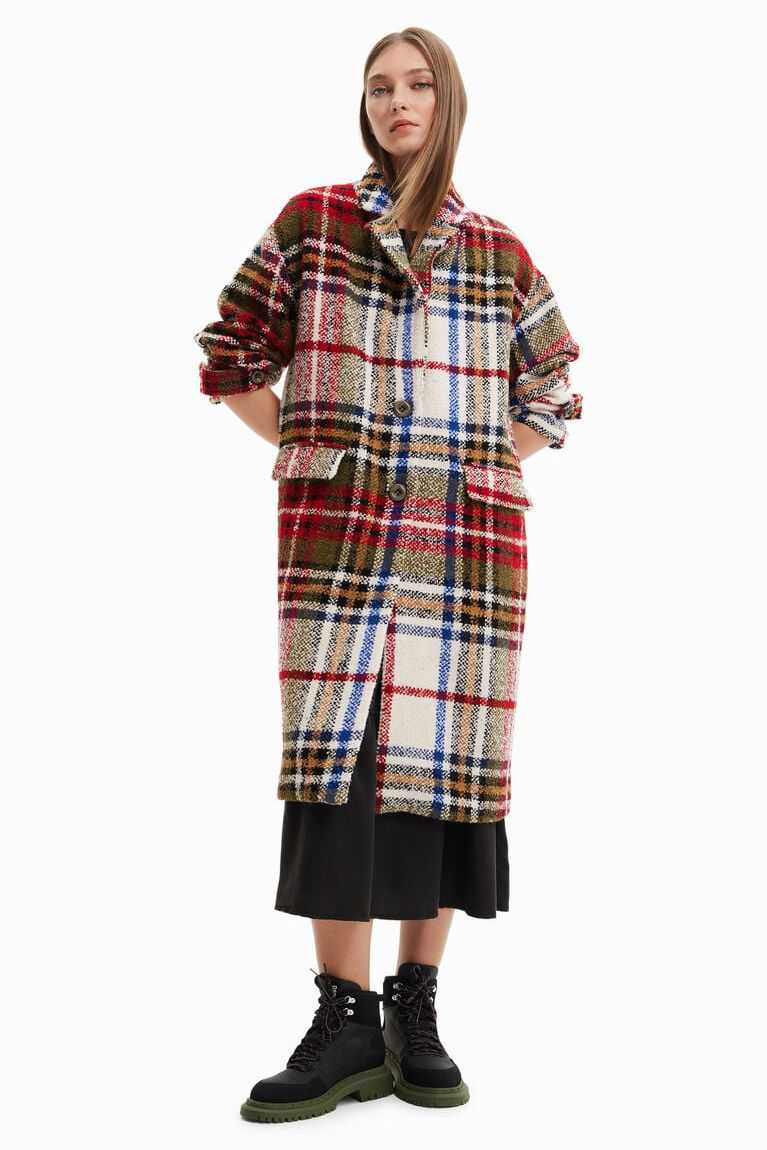 Chaquetas Desigual Long tartan wool Mujer | LPE935784