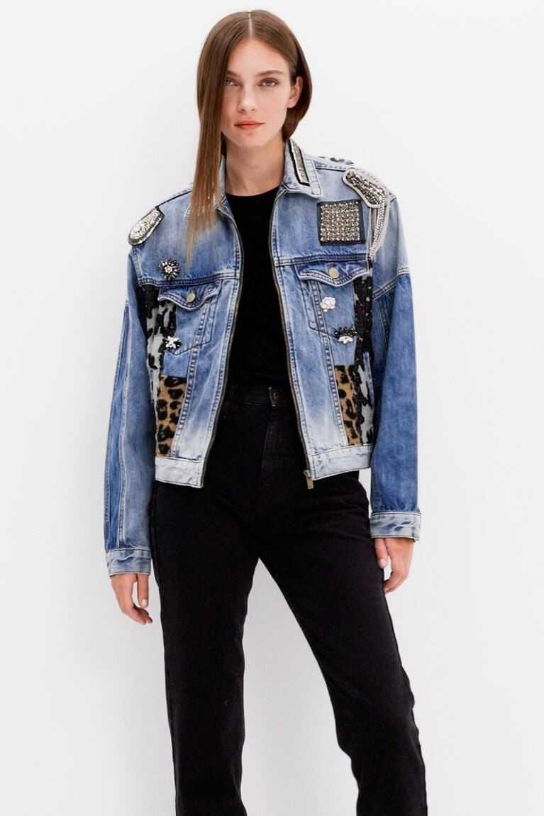 Chaquetas Desigual Patchwork denim trucker Mujer | OEU148270