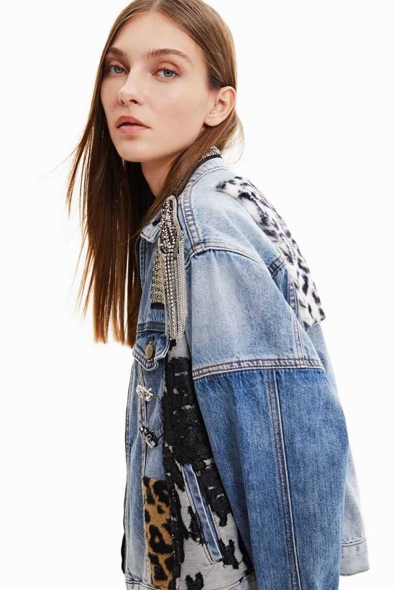 Chaquetas Desigual Patchwork denim trucker Mujer | OEU148270