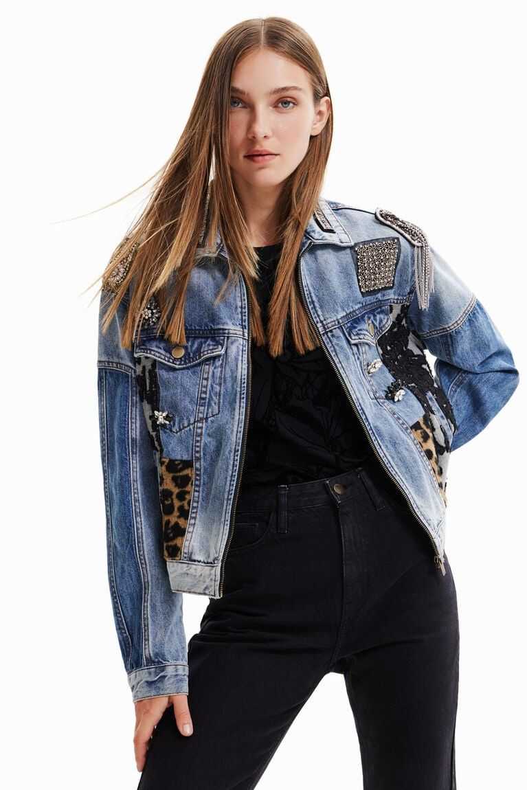 Chaquetas Desigual Patchwork denim trucker Mujer | OEU148270