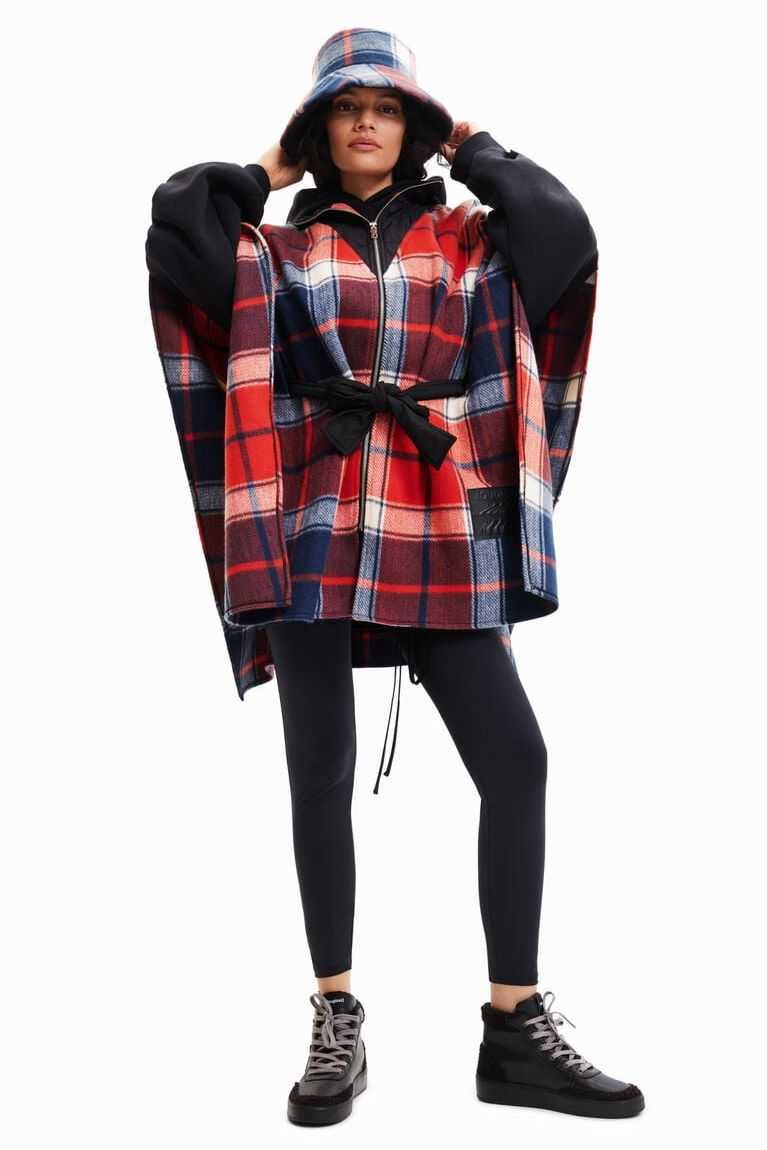 Chaquetas Desigual Patchwork plaid poncho Mujer | CVR401725