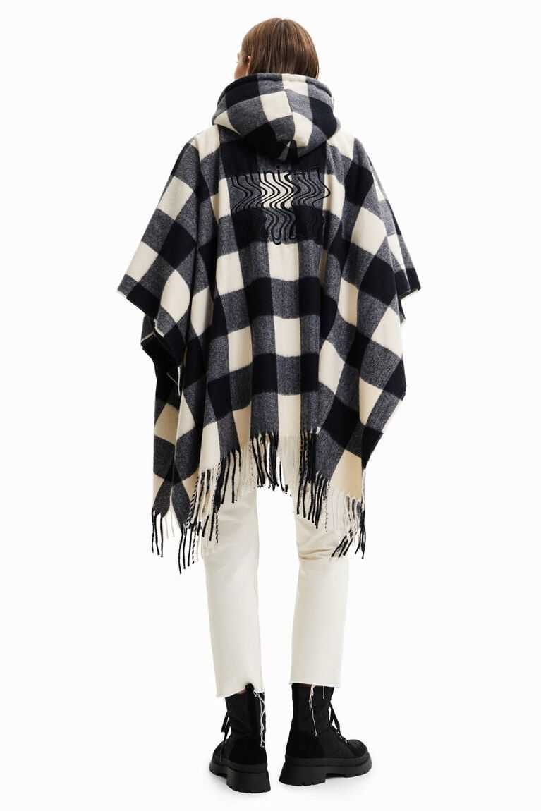 Chaquetas Desigual Plaid and fur poncho Mujer | YIX436905