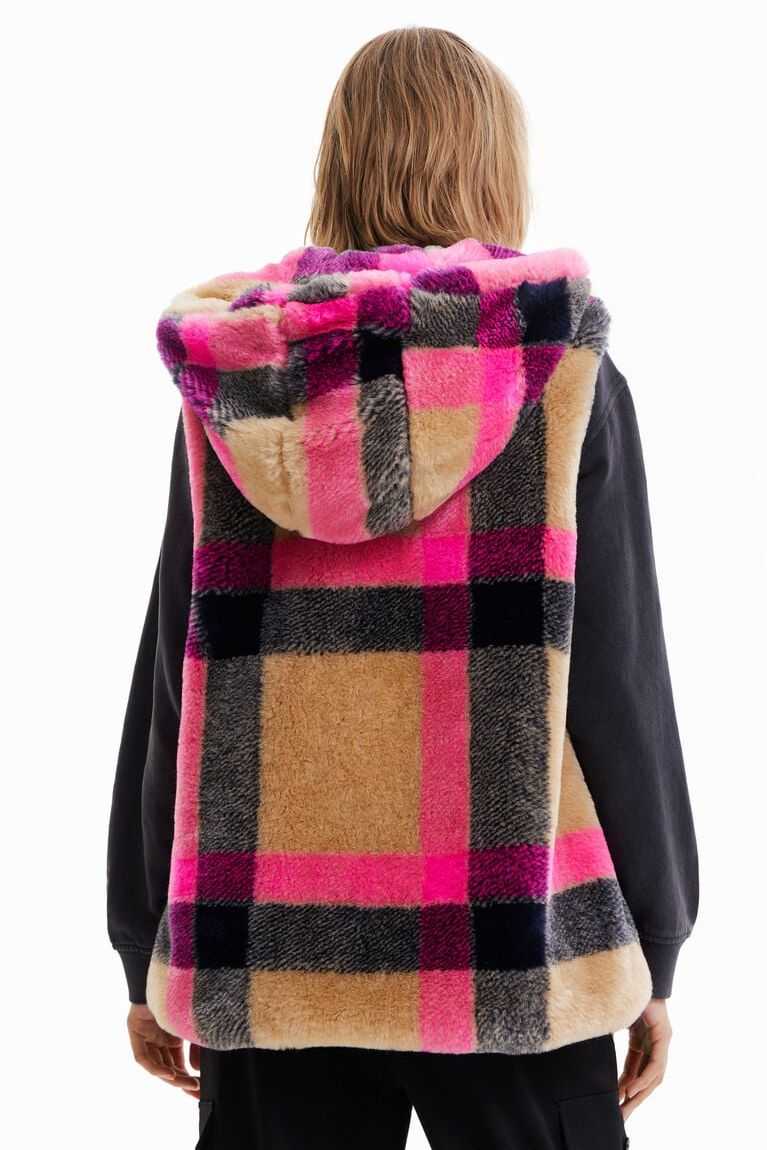 Chaquetas Desigual Plaid fur-effect gilet Mujer | RTK834169