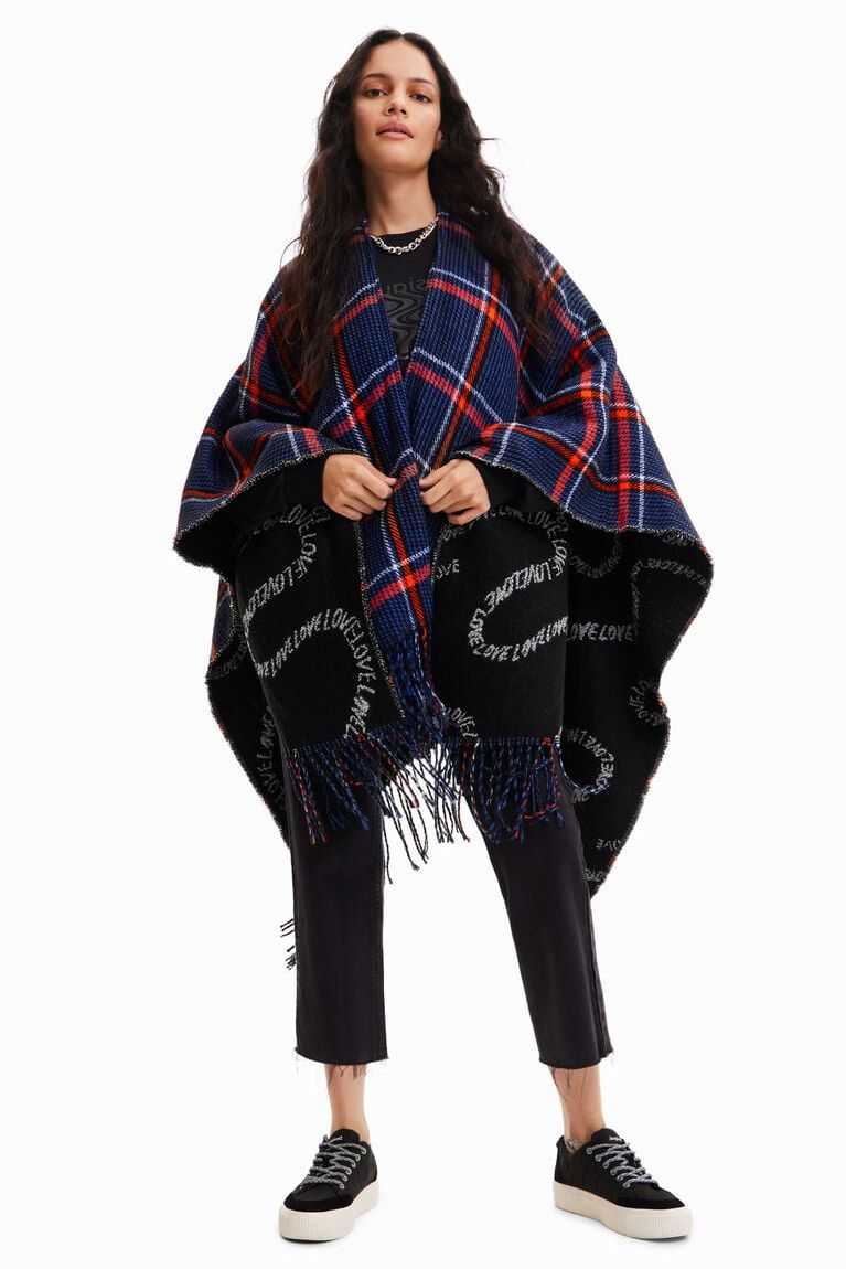 Chaquetas Desigual Reversible plaid poncho Mujer | MOF270534